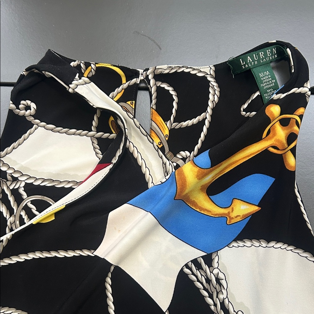 Lauren Ralph Lauren Black and Gold Nautical Dress